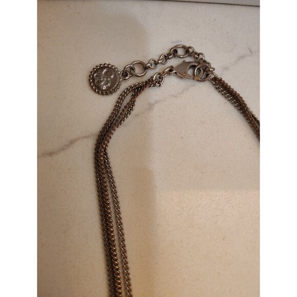 Designer Jessica Simpson 3 Strand Silvertone Rhinestone Beaded 18" Necklace - Picture 3 of 7